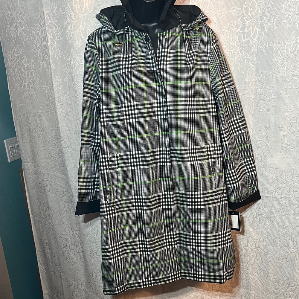 NWT $300 Kate Spade ♠️ size L Pop Glen Plaid Raincoat